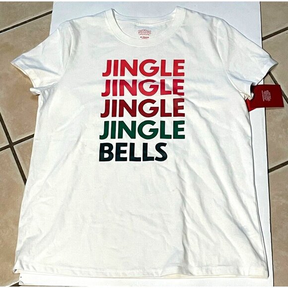 Jingle Bells Holiday sleep shirt womens medium Christmas Wondershop Target white - Picture 1 of 10